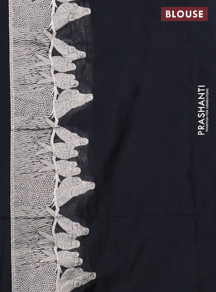 Banarasi semi katan silk saree black with allover zari woven buttas and parrot design zari woven border