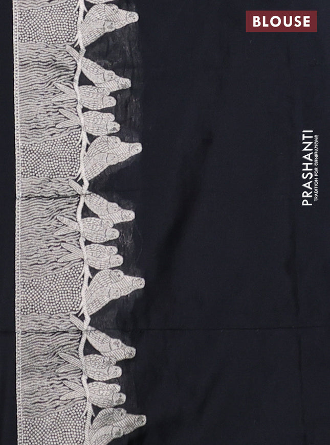 Banarasi semi katan silk saree black with allover zari woven buttas and parrot design zari woven border