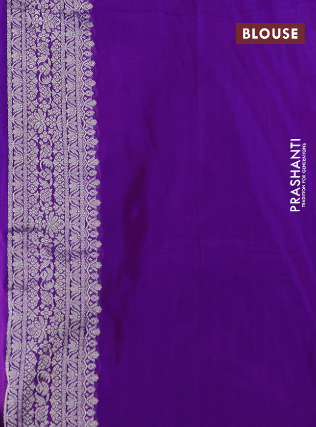 Banarasi semi katan silk saree purple with allover zari woven buttas and parrot design zari woven border
