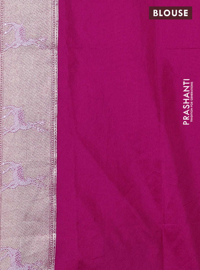 Banarasi semi katan silk saree pink with allover zari woven buttas and parrot design zari woven border