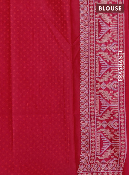 Banarasi semi katan silk saree reddish pink with allover zari weaves and zari woven border
