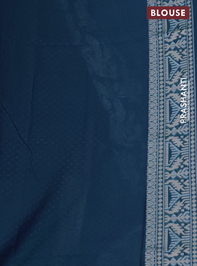 Banarasi semi katan silk saree dual shade of bluish green with allover zari weaves and zari woven border