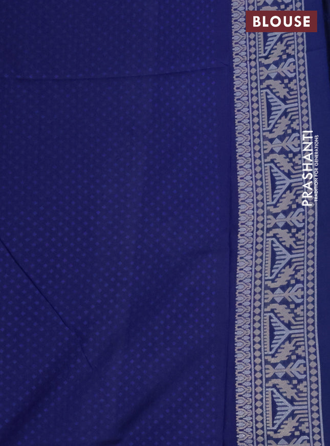 Banarasi semi katan silk saree blue with allover zari weaves and zari woven border