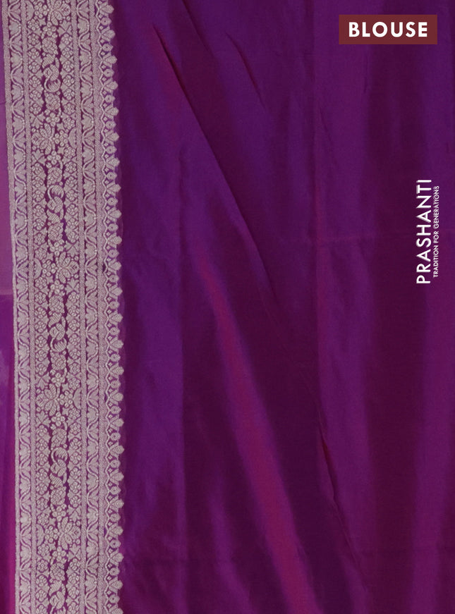 Banarasi semi katan silk saree dual shade of purple with zari woven buttas and zari woven border