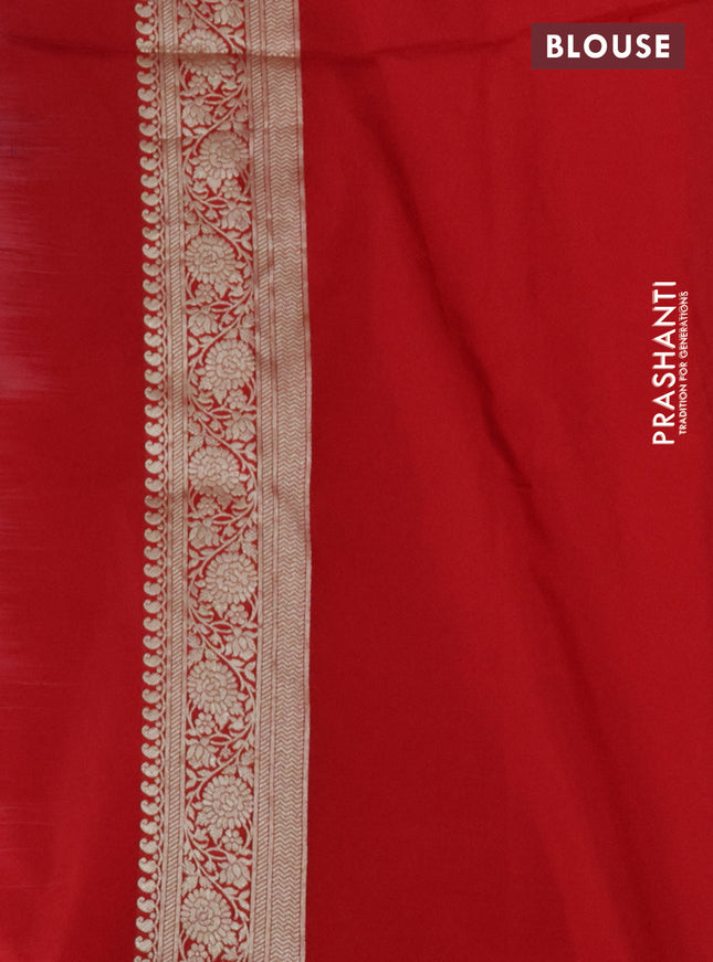 Banarasi semi katan silk saree red with zari woven buttas and zari woven border