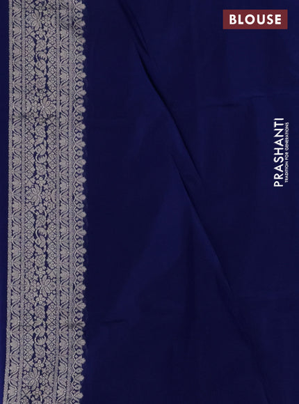 Banarasi semi katan silk saree dark blue with zari woven buttas and zari woven border