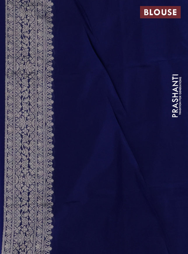 Banarasi semi katan silk saree dark blue with zari woven buttas and zari woven border