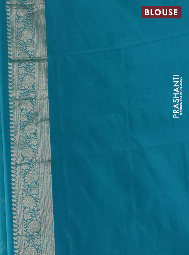 Banarasi semi katan silk saree teal blue with zari woven buttas and zari woven border