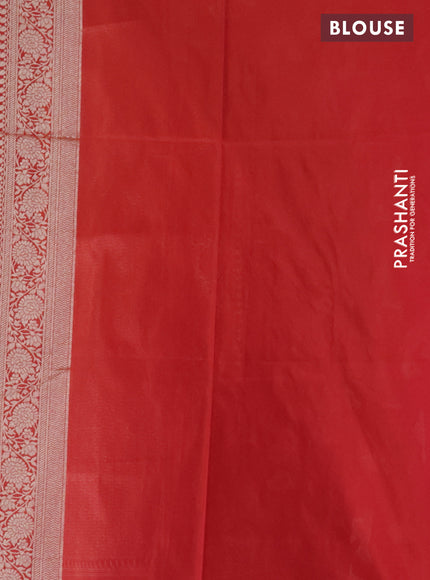 Banarasi semi katan silk saree red with zari woven buttas and zari woven border