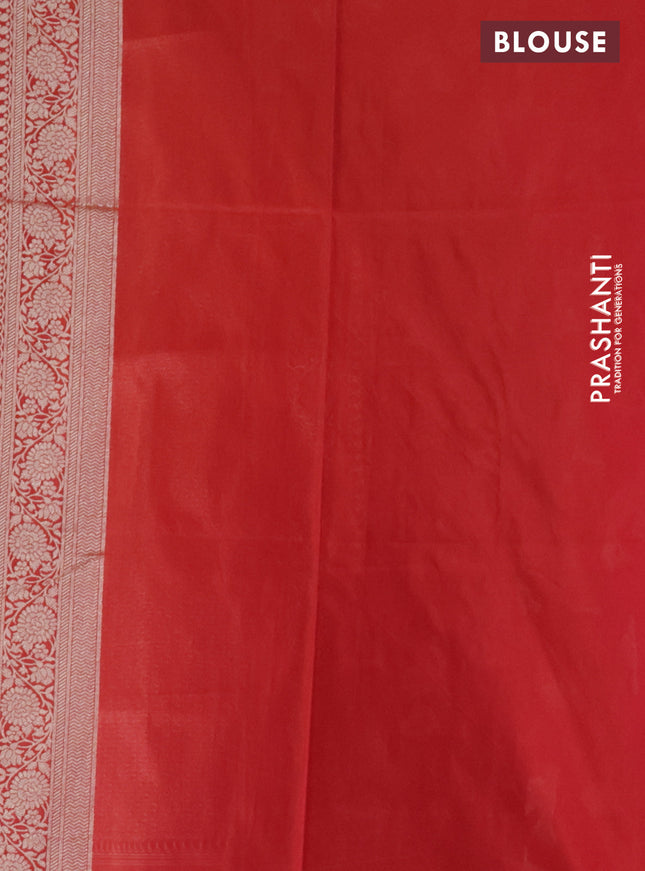 Banarasi semi katan silk saree red with zari woven buttas and zari woven border