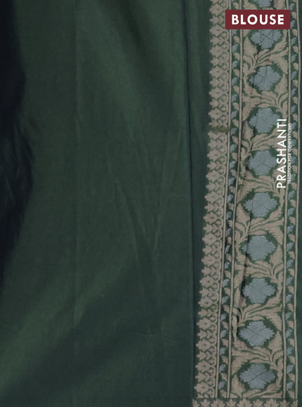 Banarasi semi katan silk saree green shade with allover zari woven brocade weaves and zari woven border