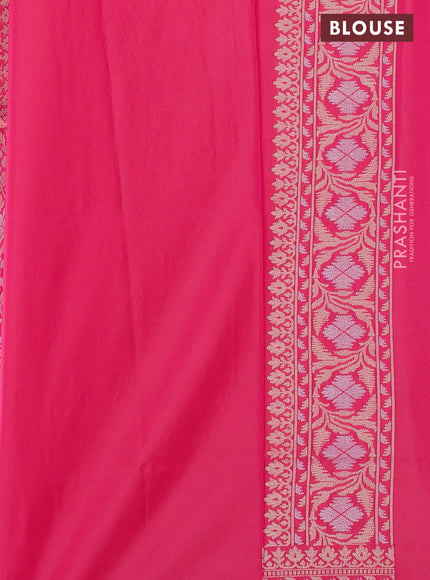 Banarasi semi katan silk saree dual shade of peach pink with allover zari woven brocade weaves and zari woven border