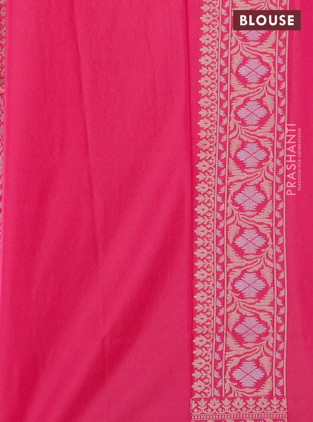 Banarasi semi katan silk saree dual shade of peach pink with allover zari woven brocade weaves and zari woven border