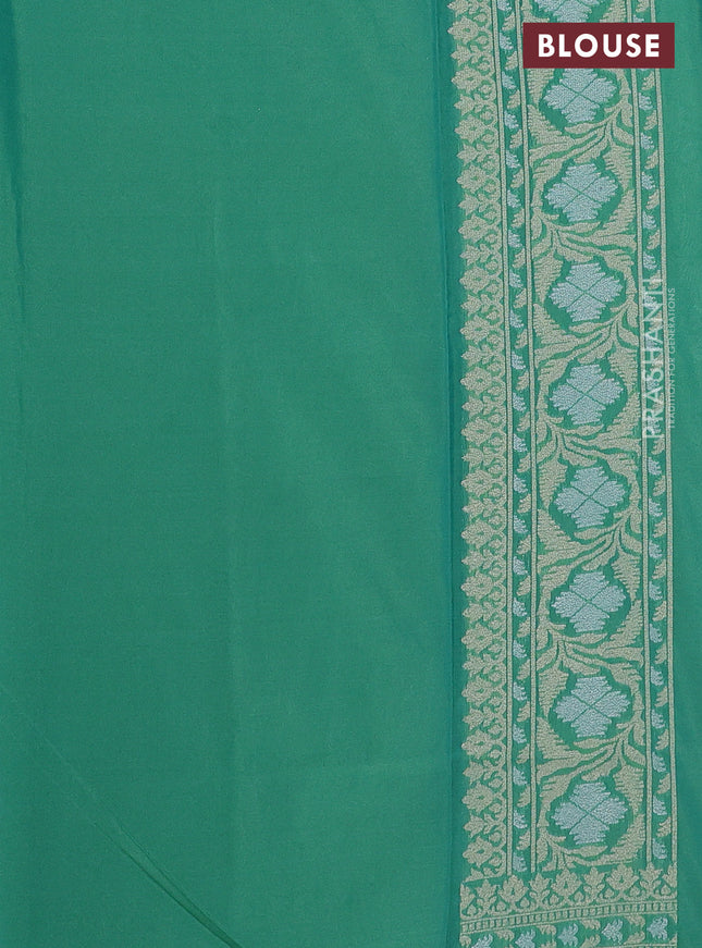 Banarasi semi katan silk saree green with allover zari woven brocade weaves and zari woven border
