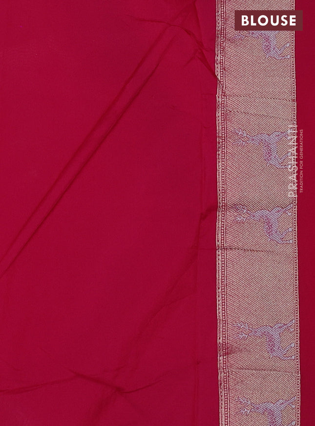 Banarasi semi katan silk saree pink with allover zari weaves and thread & zari woven border