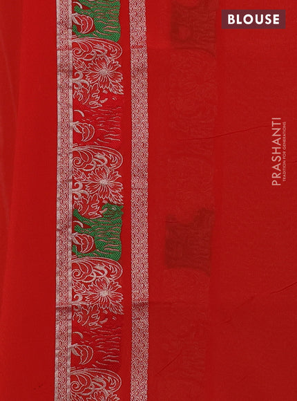 Banarasi semi katan silk saree orange with allover zari weaves and thread & zari woven border