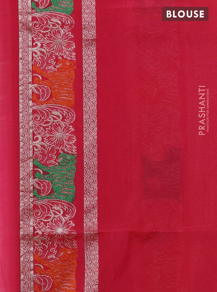 Banarasi semi katan silk saree peach pink with allover zari weaves and rich zari woven border
