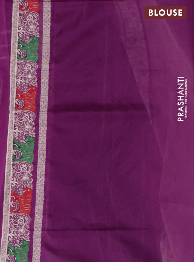 Banarasi semi katan silk saree purple with allover zari weaves and rich zari woven border