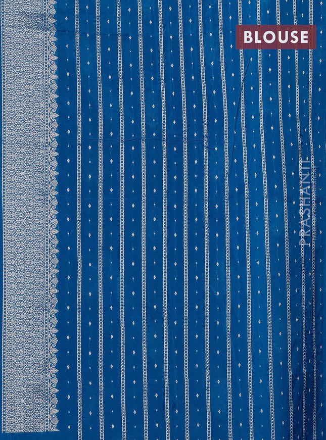 Banarasi semi katan silk saree cs blue with zari woven buttas and rich zari woven border