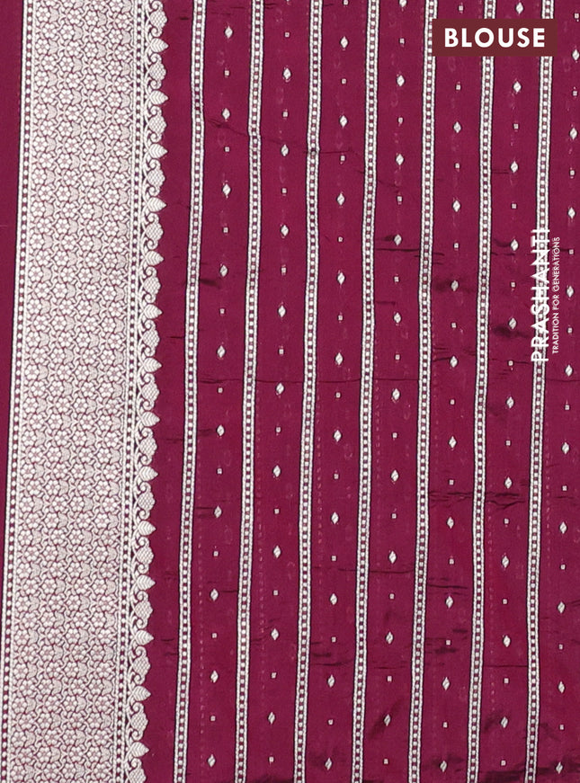Banarasi semi katan silk saree maroon with zari woven buttas and rich zari woven border