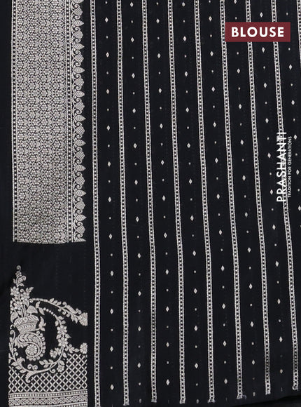 Banarasi semi katan silk saree black with zari woven buttas and rich zari woven border