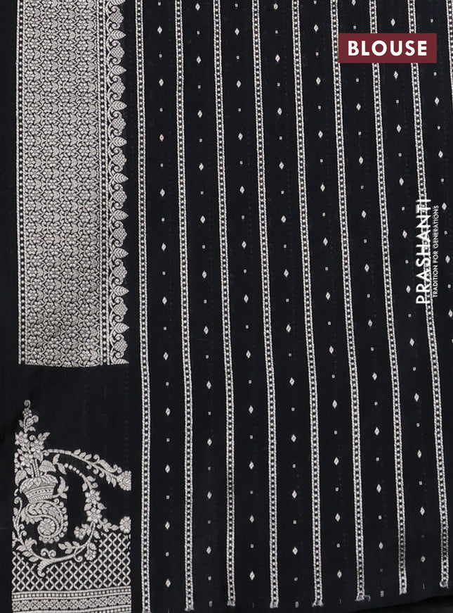 Banarasi semi katan silk saree black with zari woven buttas and rich zari woven border