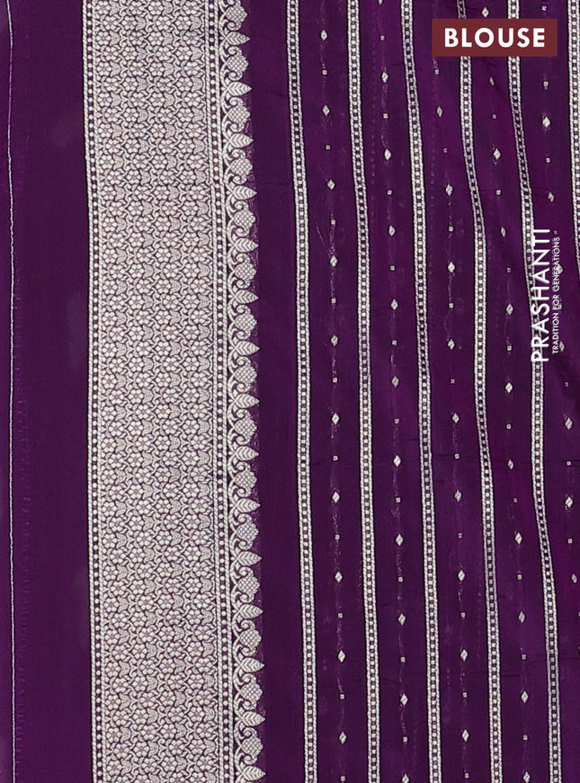 Banarasi semi katan silk saree purple with zari woven buttas and rich zari woven border