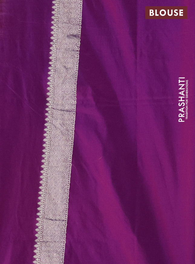 Banarasi semi katan silk saree purple with zari woven buttas and rich zari woven border