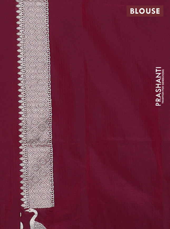 Banarasi semi katan silk saree maroon with zari woven buttas and rich zari woven border