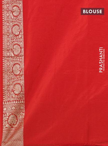 Banarasi semi katan silk saree red with zari woven buttas and rich zari woven border
