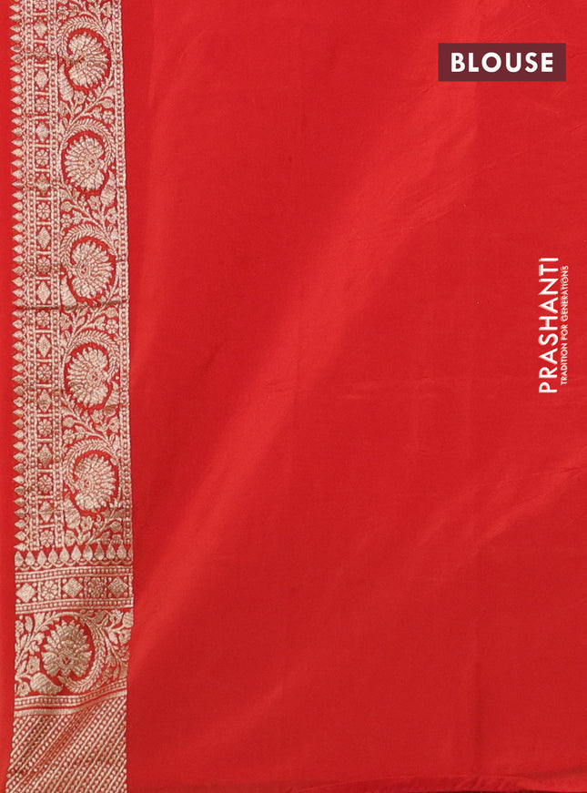 Banarasi semi katan silk saree red with zari woven buttas and rich zari woven border
