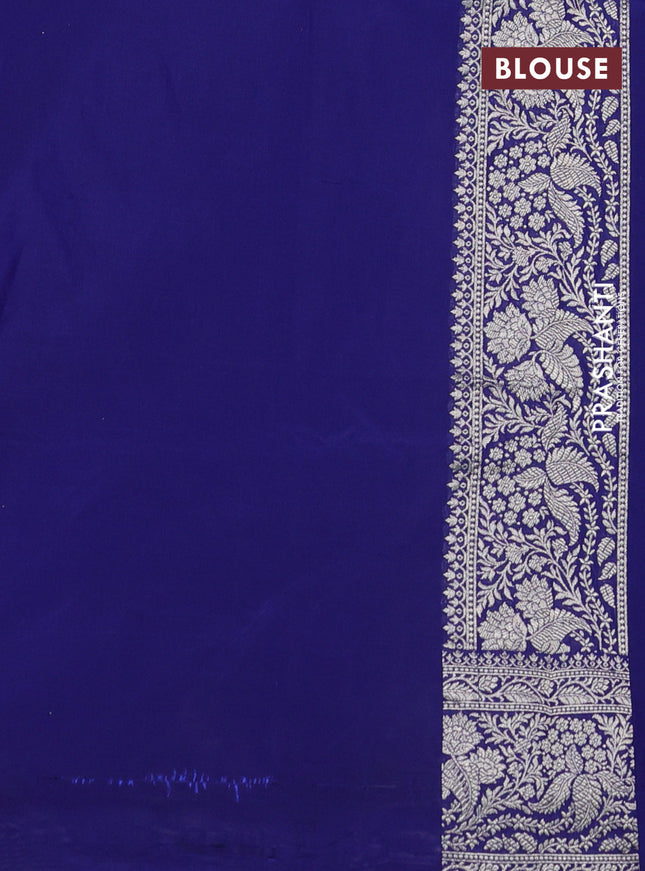 Banarasi semi katan silk saree blue with zari woven buttas and rich zari woven border