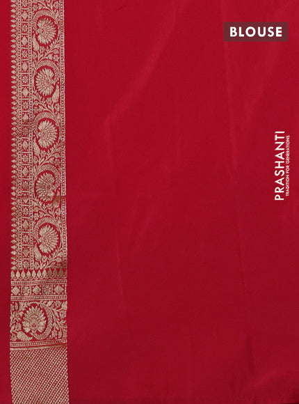 Banarasi semi katan silk saree reddish pink with zari woven buttas and rich zari woven border