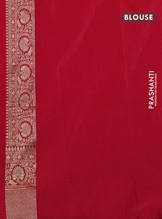 Banarasi semi katan silk saree reddish pink with zari woven buttas and rich zari woven border