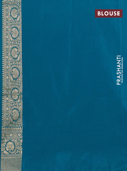 Banarasi semi katan silk saree dual shade of teal blue with zari woven buttas and rich zari woven border