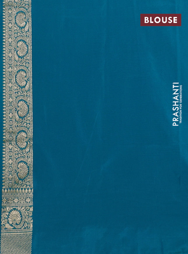 Banarasi semi katan silk saree dual shade of teal blue with zari woven buttas and rich zari woven border