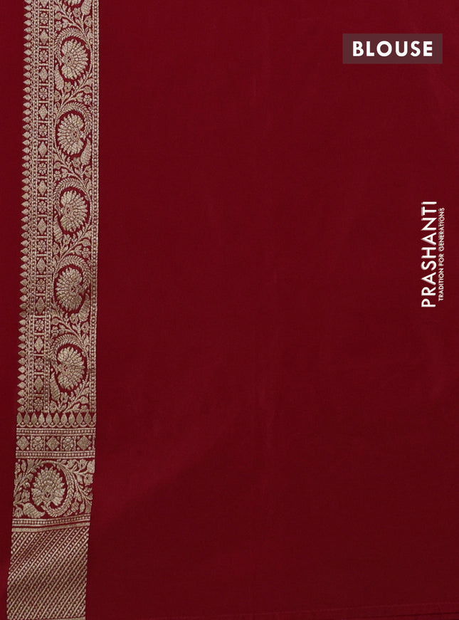 Banarasi semi katan silk saree red with zari woven buttas and rich zari woven border