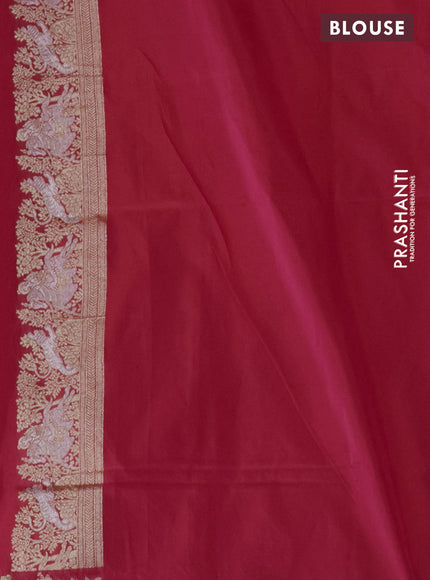 Banarasi semi katan silk saree dual shade of pink with silver zari woven buttas and rich zari woven border