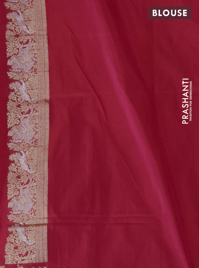 Banarasi semi katan silk saree dual shade of pink with silver zari woven buttas and rich zari woven border