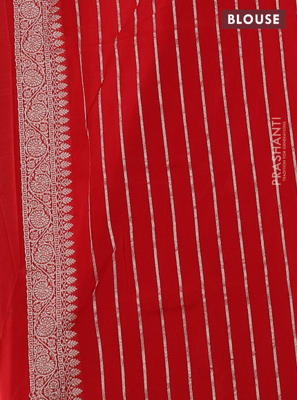 Banarasi semi katan silk saree red with zari woven buttas and rich zari woven border
