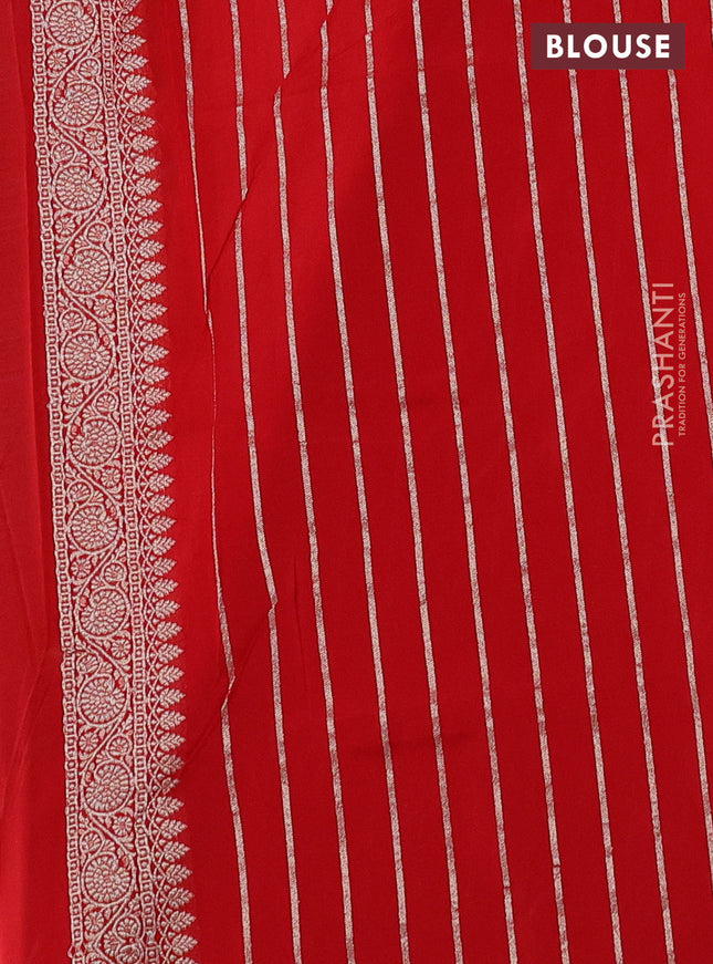 Banarasi semi katan silk saree red with zari woven buttas and rich zari woven border