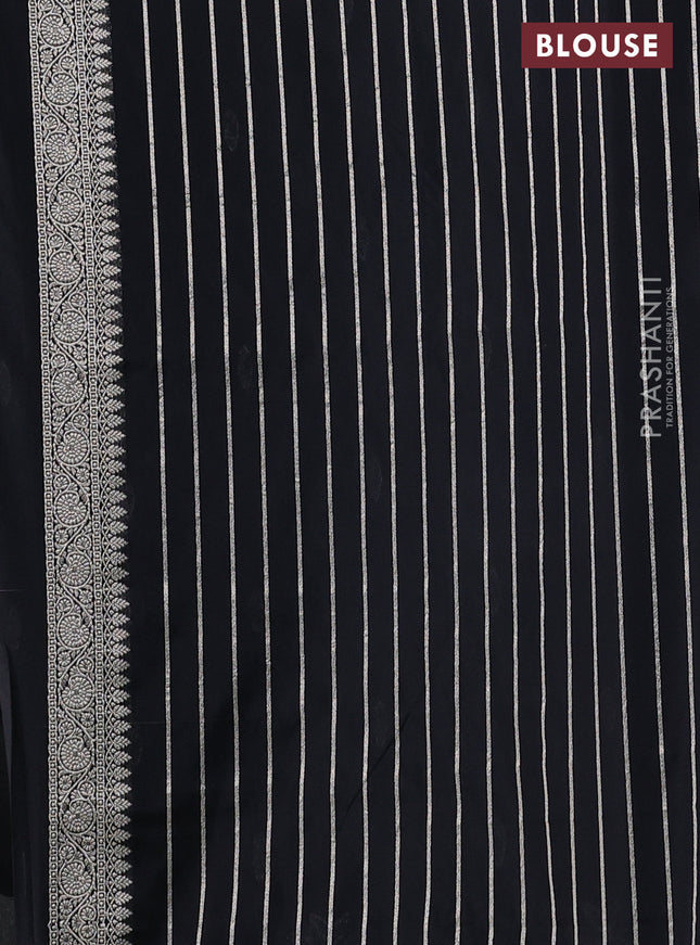 Banarasi semi katan silk saree black with allover zari woven buttas and rich zari woven border