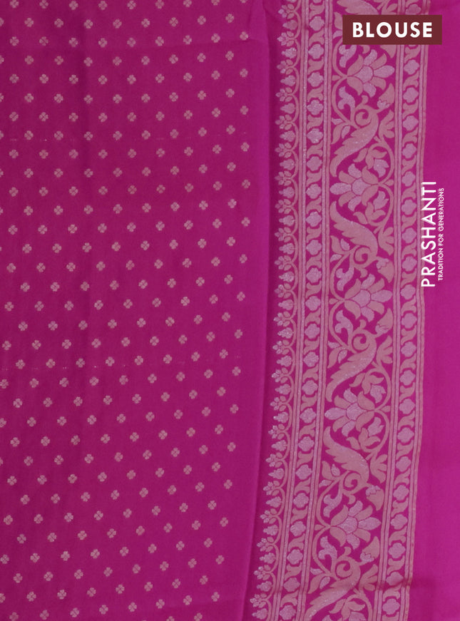 Banarasi semi katan silk saree magenta pink with allover jamdhani weaves and rich zari woven border
