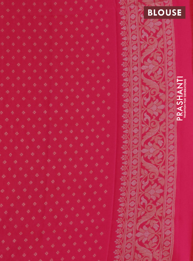 Banarasi semi katan silk saree pink with allover jamdhani weaves and rich zari woven border