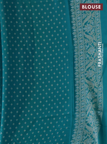 Banarasi semi katan silk saree teal green with allover jamdhani weaves and rich zari woven border