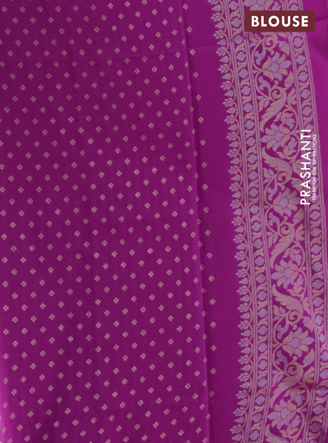 Banarasi semi katan silk saree purple with allover jamdhani weaves and rich zari woven border