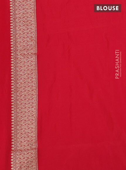 Banarasi semi katan silk saree dual shade of reddish pink with floral zari woven buttas and zari woven border