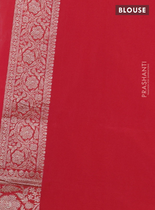 Banarasi semi katan silk saree dual shade of peach pink with allover silver & gold zari weaves and floral zari woven border