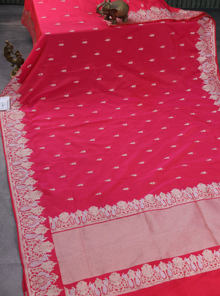 Banarasi semi katan silk saree dual shade of pink with zari woven buttas and zari woven border