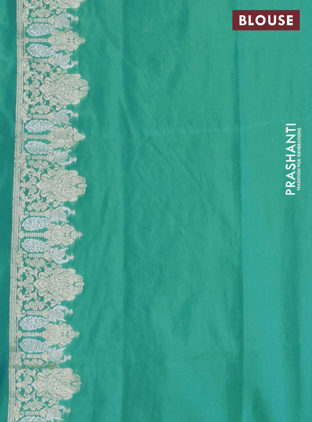 Banarasi semi katan silk saree dual shade of green with zari woven buttas and zari woven border